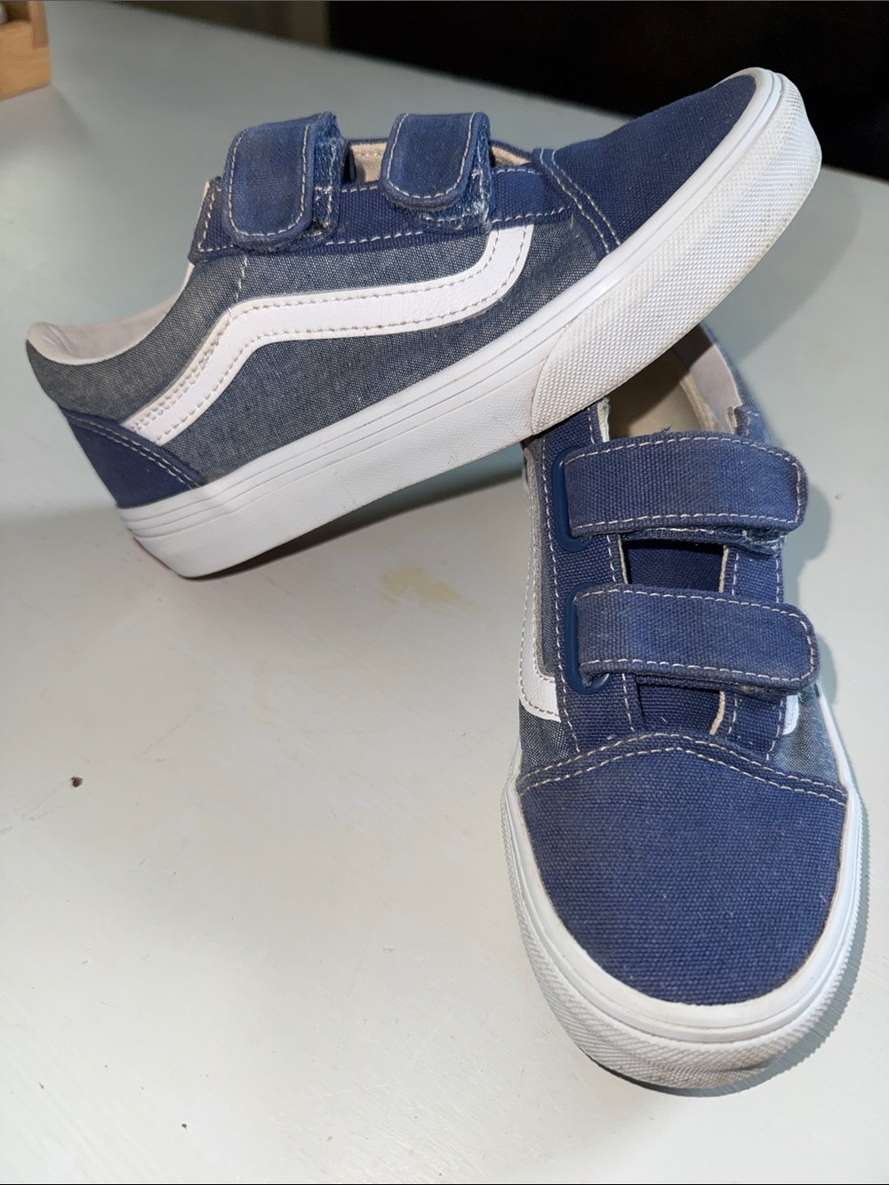 Vans Old Skool Chambray Kids Size 2 Blue